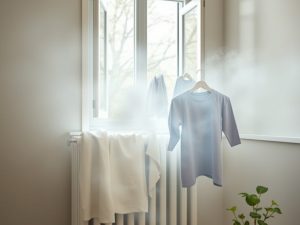 Suszenie prania na grzejniku — kiedy szkodzi mikroklimatowi i jak wybrać bezpieczną alternatywę